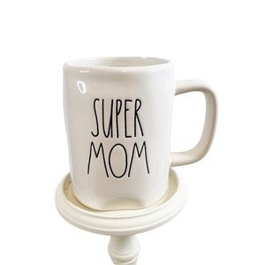Rae Dunn 'Super Mom' White Coffee Mug